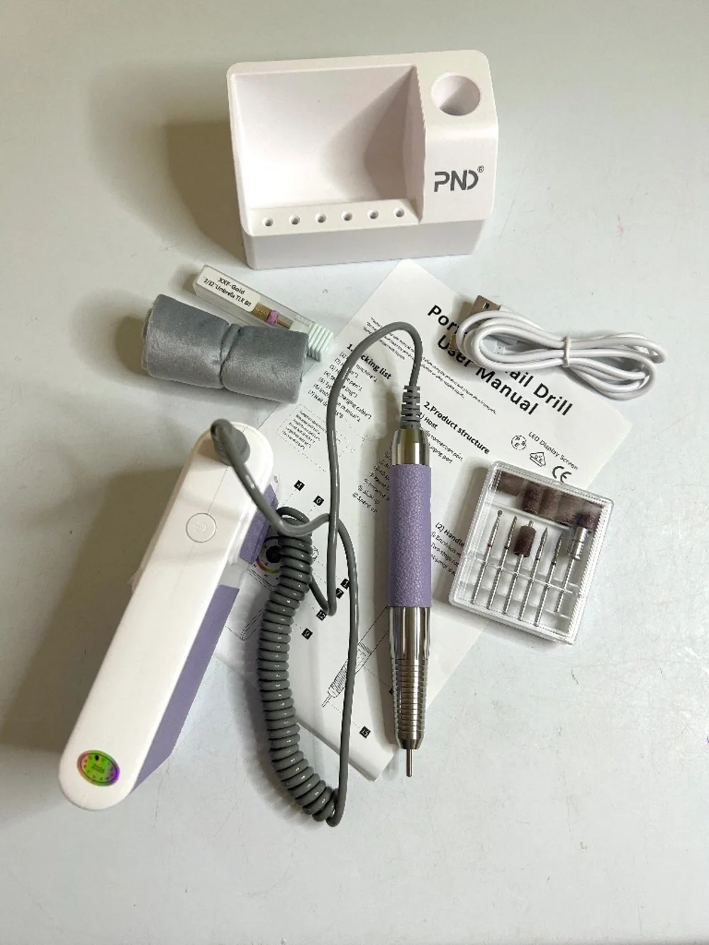 Professional Purple And White Nail Drill 40,000 RPM Cordless Rechargeable